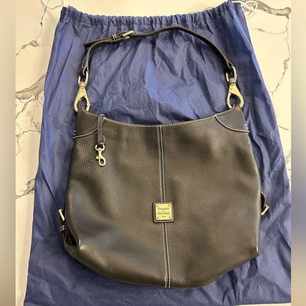 Dooney and Bourke black pebbled leather shoulder bag with dust bag